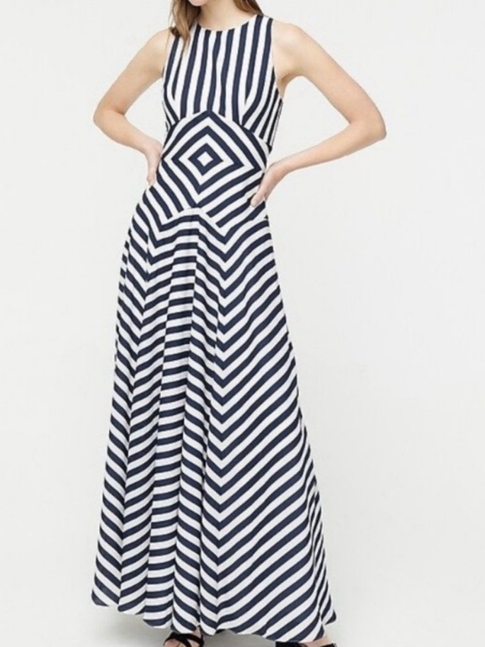 J. Crew Navy and White Striped Maxi Dress
